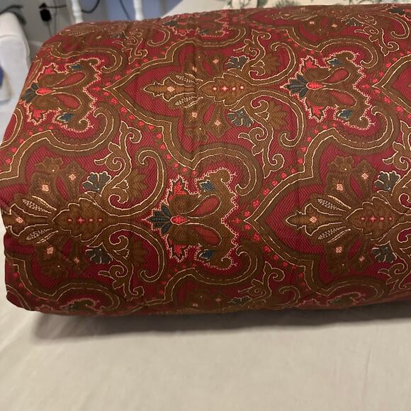 Vintage Ralph Lauren Abenhall Full Queen Comforter Reversible Red Gold Paisley - Picture 2 of 9